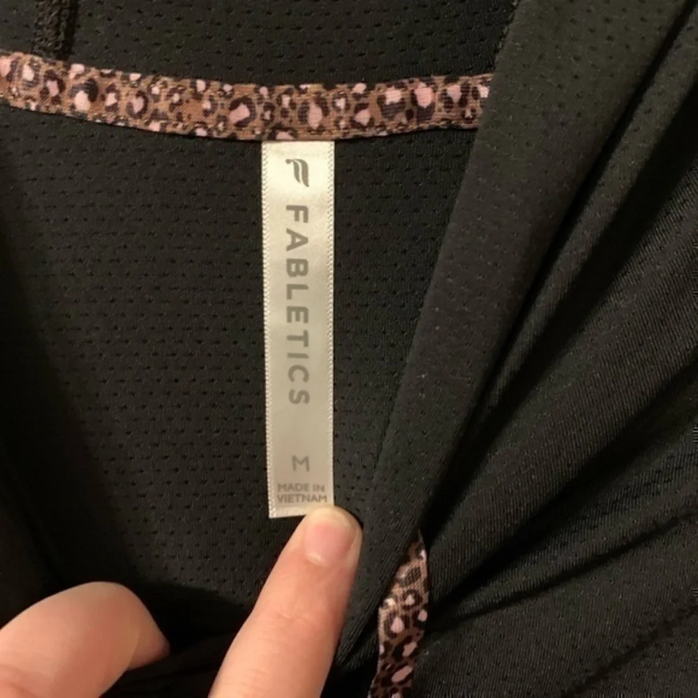 Kaia Cropped Hoodie Fabletics Color: Black/Micro Leopard Medium
